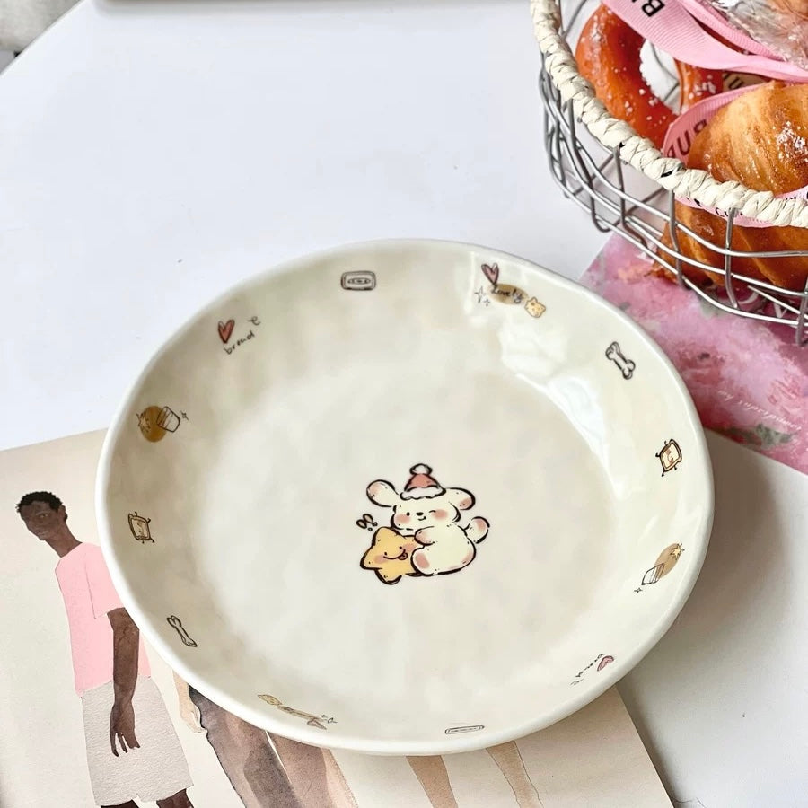 Cozy Cute Animal Ceramic Plate 8 Inch